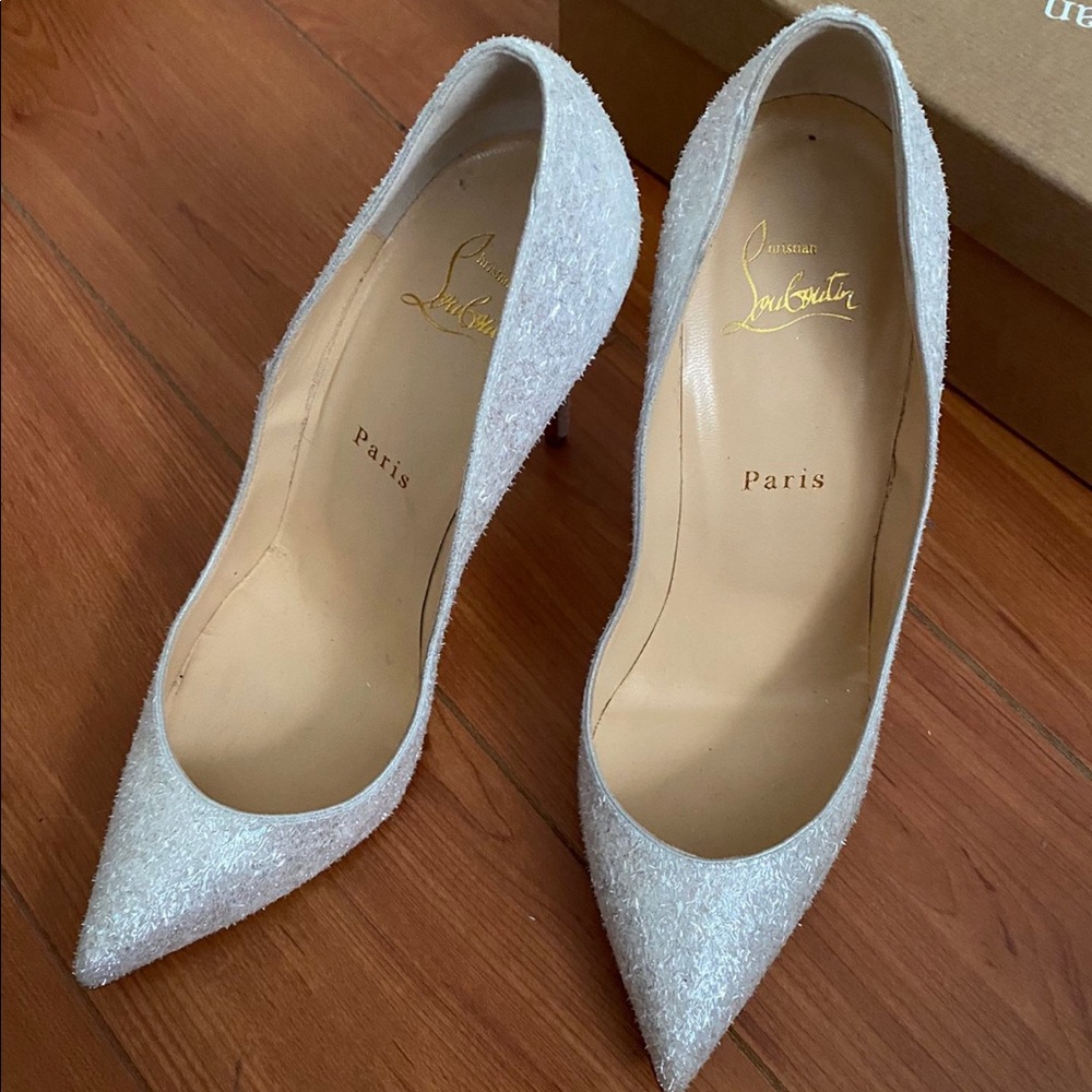 Christian Louboutin Glitter Heels in White/Silver and Red - Picture 4 of 7